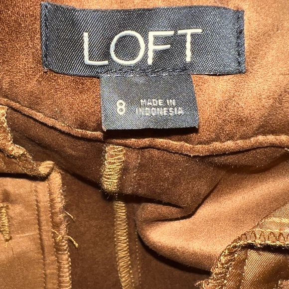 LOFT Women's Faux Suede Slim Ankle Pants Butter Brown Mid Rise Size 8 - Picture 4 of 8
